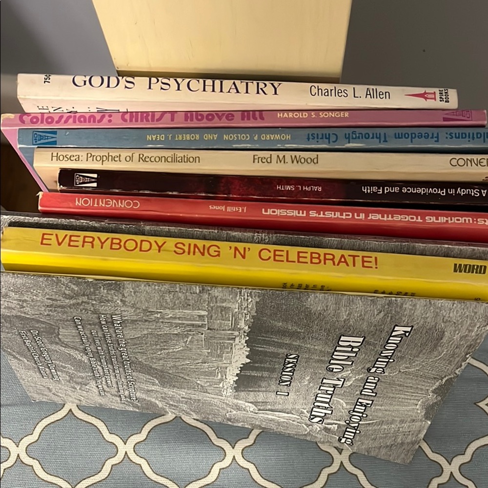 USED LOT:  collection of Bible study books and a song book